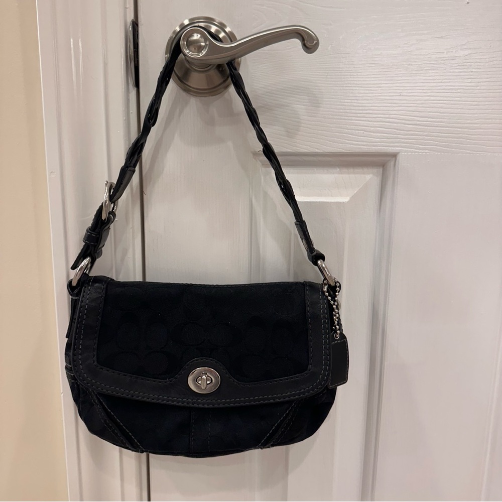 Coach Black Shoulder Bag with Braided Leather Strap 11013